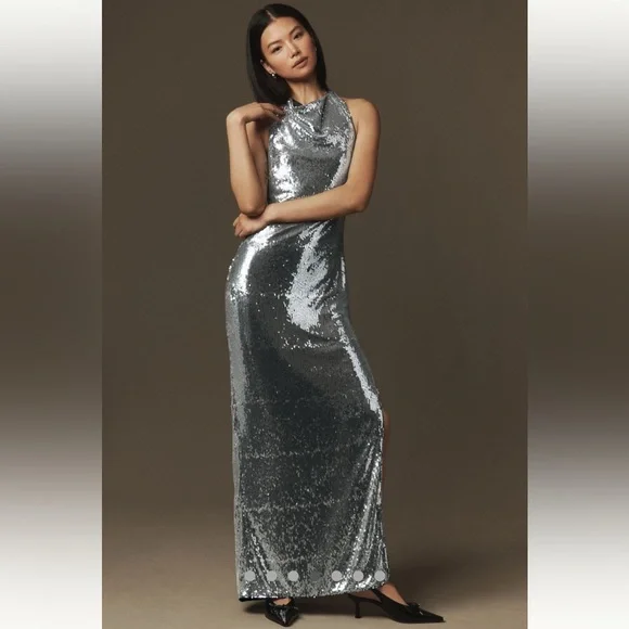 🎉SUPER RARE🎉 Anthropologie NWT MISHA Matilda Sequin Maxi Dress size L. - Picture 2 of 12